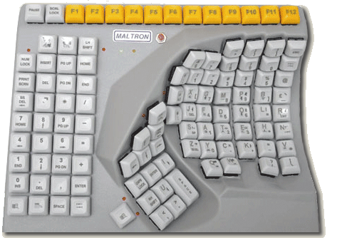Ce clavier permet la saisie avec une seule main, sans perdre en rapidité ni en simplicité d’usage